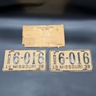 1938 Missouri Truck License Plate Pair Original Envelope Vintage Transportation 