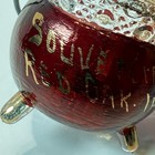 Red Oak Iowa Ia Antique Ruby Red Flash Souvenir Glass Cut Trinket
