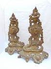 21 huge French Antique Ormolu Bronze Pair Andirons Furniture Pediment Mount 19th