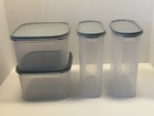 Tupperware Modular Mates Clear   Grey With Lids Square 2 6 L 2 3 L  set Of 4 