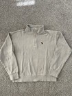 Abercrombie Kids Boys Size 9 10 Beige Relaxed Ribbed 1 4 Zip Mock Neck Logo Top