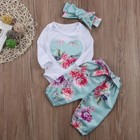 Newborn Baby Girl Clothes Romper Bodysuit Tops Pants Headband Infant Outfits Set