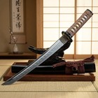 Japanese Tanto Short Sword Samurai Dagger Fixed Blade Knife Black Saya Scabbard