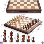 15  Magnetic Wooden Chess Set - Folding Board  Storage Slots  Handmade Pieces