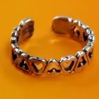 Vintage Sterling Silver Hearts Toe Ring - Handcrafted Thailand Boho Jewelry