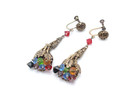 Antique Art Nouveau Deco Austrian Crystals Filigree Long Drop Earrings
