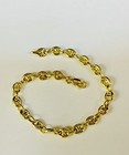 14k Yellow Gold 10  Puffed Anchor Mariner Chain Link Anklet bracelet 4 7m 5  5gr