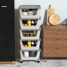 Idotry 5pcs Plastic Stackable Storage Bins - Gray Large Storage Basket W  Wheels