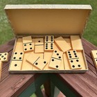 Vintage Full Set Of 28  butterscotch Dominoes Bakelite W  Original Box