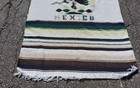 Vintage Mexican Serape Blanket Woven Stripes Southwest Cotton Fringed 42x70 Bird