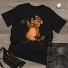 Cute Groundhog Drinking Beer Vintage T Shirt Men Fashion 2023 Women T Shirt New