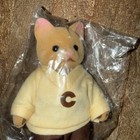 Russ Berrie Flocked Cat Casual  c  Yellow Sweater Original Vtg Rare New