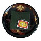 Tsugaru-nuri Lacquer Plate Hand Painted Japanese Art Black Red Gold Vntg Japan