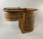 Vintage Large Wood Wicker Stair Basket 18  Step Organizer Primitive Farmhouse