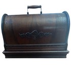 White Peerless Antique Sewing Machine Wooden Case Decorative Embossed Floral