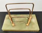 Vintage Retro Mid Century Art Deco Marble Base Brass Desktop Letter Holder