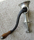 Vintage Keystone  10 Meat Grinder Hand Crank Tabletop Clamp Cast Metal   Wood