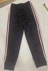Adidas Youth Track Pants Black  pink Medium 10 12 100 Polyester Drawstring New