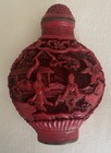A Beautifully Hand-carved Vintage Chinese Cinnabar Lacquer Snuff Bottle Signed 