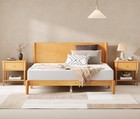 3 Piece Bedroom Set Includes Solid Wood Queen Platform Bed Frame With Headboa   