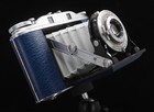 Agfa Isolette Iii F4 5 Solinar - New Blue Leatherette   Light Grey Bellows   