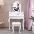 White Makeup Vanity Table Set Dressing Desk W  Mirror 4 Drawers Girls Gift