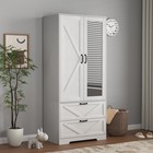 2 Door Wood Wardrobe Mirror Armoire Closet Cabinet Storage Organizer W 2 Drawers