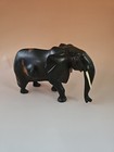 Vtg Carved Elephant Statue Ebony Wood Figurine Hand Carving Sculpture Elephant