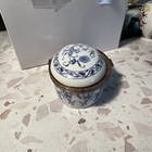 Antique Porcelain Hinged Trinket Box Blue Onion Hand Painted Marcolini Style 