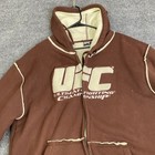 Ufc Ultimate Fighting Championship Xl Brown Sherpa Lined Waffle Knit Hoodie Y2k