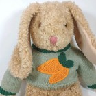 Vintage 1991 Ty Classic Curly Bunny Rabbit Plush Green Carrot Sweater 16  Tan
