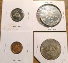 1966-1974 Uganda Jamaica B v i  4 Coins 1-5-25 Cents  proof    2 Shillings  unc 