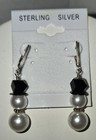 Sterling Silver Snowman Earrings Made With Swarovski Pearl Crystal Silver Beads
