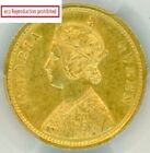 British Indian Mohar Gold Coin Queen Victoria 1862 C Au58 excellent Condition