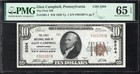 1929  10 Glen Campbell  Pa National Bank Note Pmg 65 Epq Pennsylvania Currency