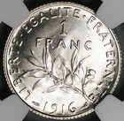 1916 Ngc Ms 66 France 1 Franc Sower Mint State Ww I Gem Silver Coin  24121001c 