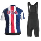 Mens Usa Cycling  Short Sleeve Jersey Bib Shorts Set Cycling Bib Shorts Jerseys