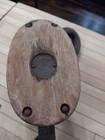 Antique Wooden Triple Pulley Block - Heavy Iron Hook  Vintage Industrial Nautica