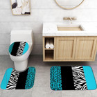 4pcs Leopard Print Shower Curtain Set With Rug  Toilet Lid Cover And Bath Mat  T
