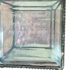 J  Devlin Clear Beveled Textured Glass Lidded Trinket Box For Mom s Pink Hue