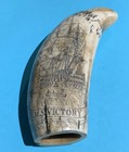 Scrimshaw Resin Reproduction Whale Tooth With Horatio Nelson And Hms Victory