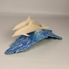 John Perry Design Dolphins On Blue Wave Sculpture 1999 Artist Signed Ocean Decor
