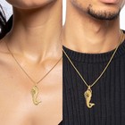 10k Solid Yellow Gold Extra Large Mermaid Floating Slide Pendant Necklace 46mm