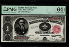 Fr 352 1891  1 Treasury Coin Note Stanton Pmg 64 Epq S n B40011687   agjj 
