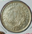  bb12 old  East India Company 1840 Victoria Silver Rupee Indian Head 11 66gm