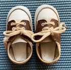 Vintage Leather Baby Toddler Doll Saddle Shoes - Brown   White - Size 2