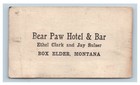 1950s Box Elder Mt Bear Paw Hotel Business Card Risque Naughty Comic Rockies