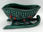 Vtg Relpo  5237 Green Sleigh Holly   Berries Christmas Holiday Planter Japan 7 l