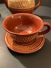 Bulgaria Handmade Pottery Stoneware Brown   Yellow Tea Set Rare