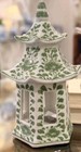 Green Floral Chinese Porcelain  Pagoda Lantern-11 h